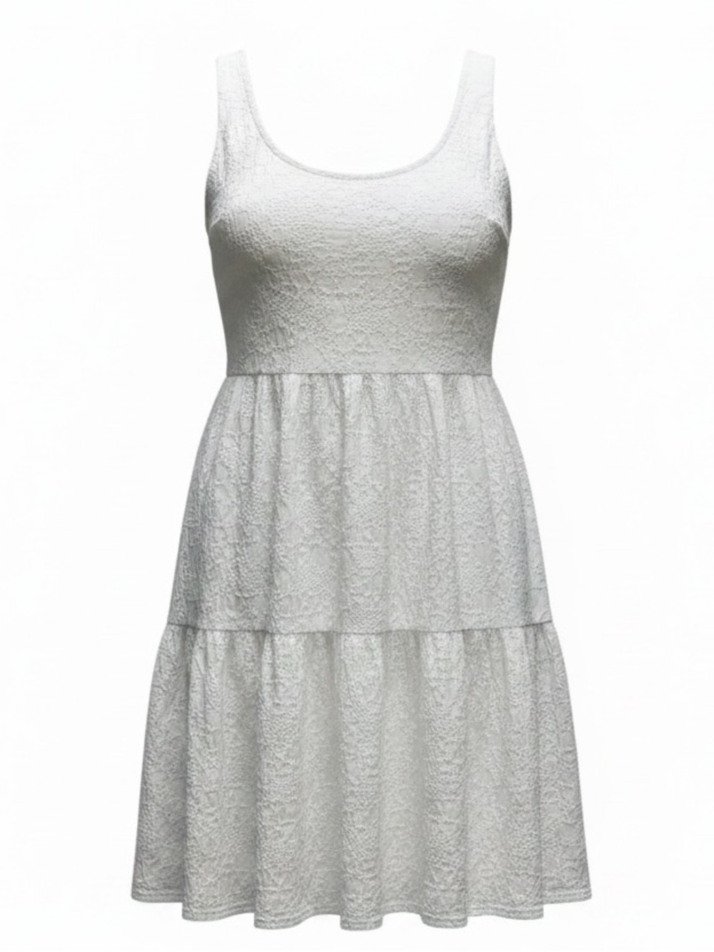 Lucca Couture White Lace Tiered Mini Dress